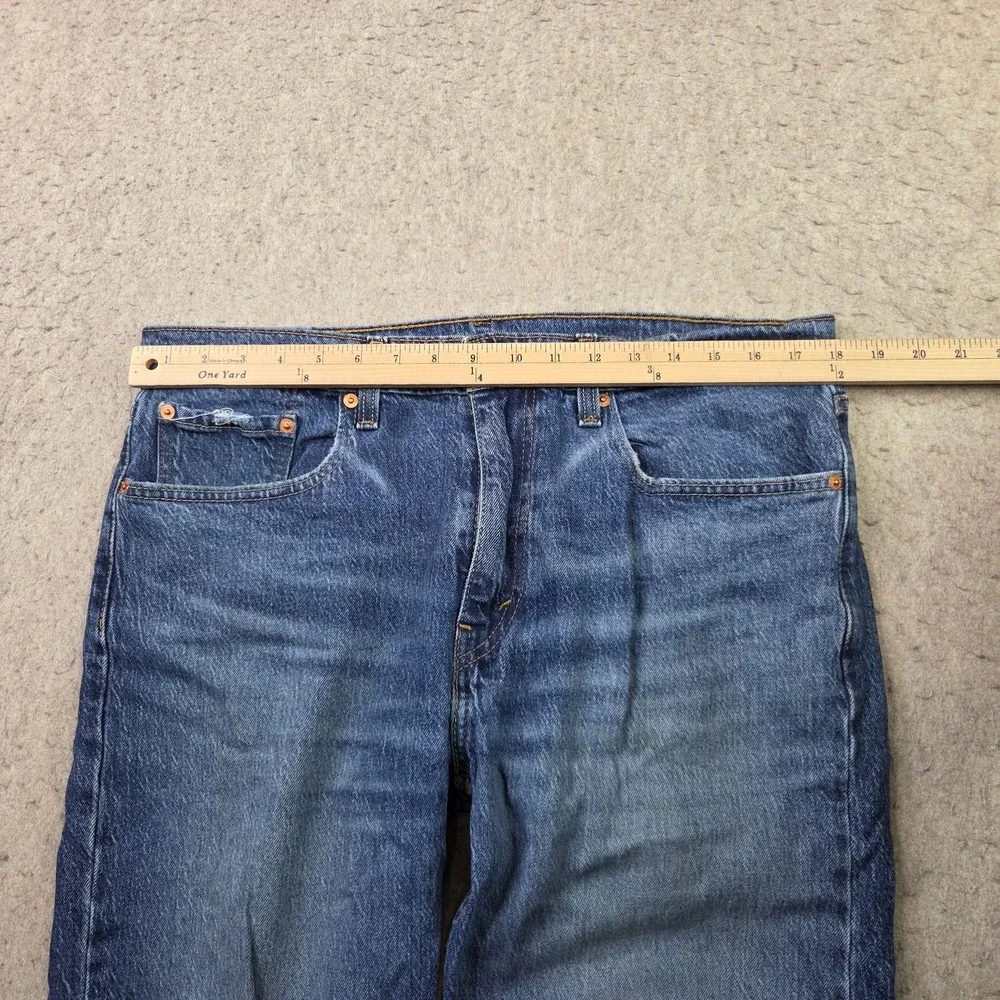 Levi's 502 Tapered Jeans 36x34 Dark Wash Stretch Denim Regular Taper Distressed